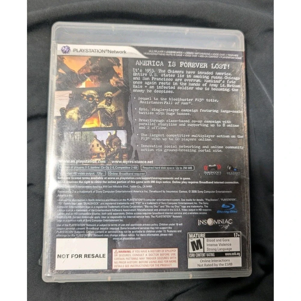Resistance 2 Sony PlayStation 3 PS3 2008 CIB Complete Physical Shooter Insomniac